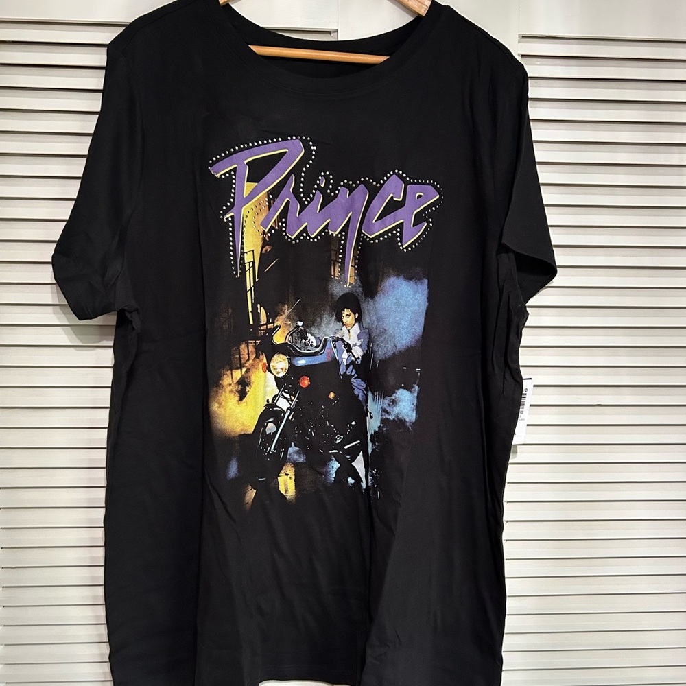 Prince Torrid band tee Black Graphic T-Shirt with Purple and Yellow Design 3